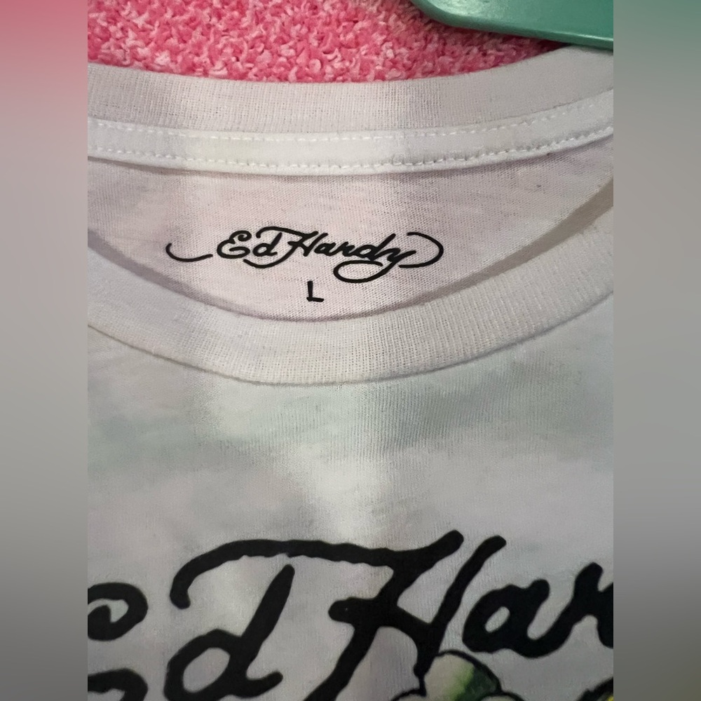 Ed Hardy White baby Tee with Colorful Tattoo Design - Picture 2 of 5